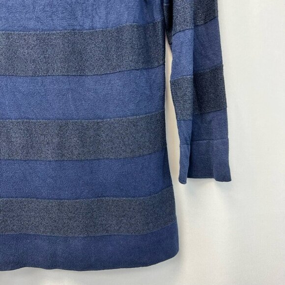 Issac Mizrahi For Target Womens Pullover Sweater Blue Stripe 3/4 Sleeve Sheer M - Picture 7 of 10